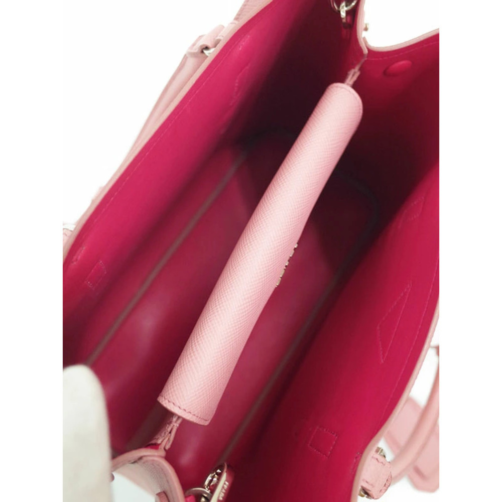 Prada Saffiano Cuir Double Handle 2way Tote pink Pesco - Picture 3 of 9